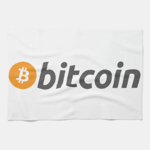 Bitcoin logo + text kitchen towel