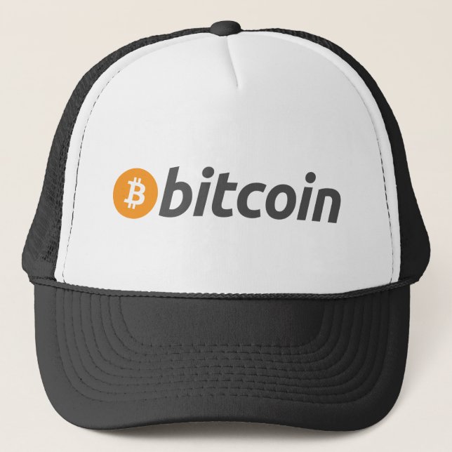 Bitcoin logo + text trucker hat (Front)