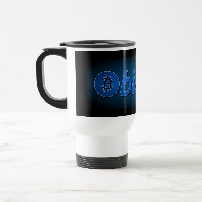Bitcoin logo travel mug (Left)
