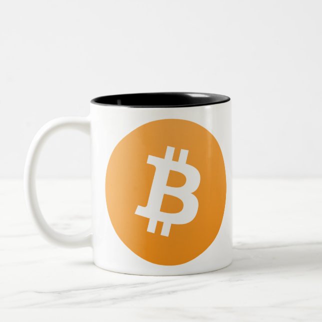 Bitcoin logo Two-Tone coffee mug (Left)