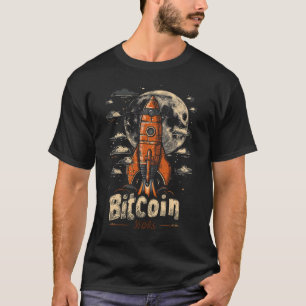 Bitcoin Logo with Rocket to moon and hodl slogan  T-Shirt