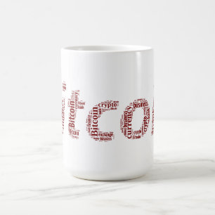 Bitcoin logo wordart graphics coffee mug