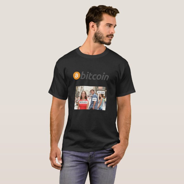 Bitcoin Mens T Shirt-Jamie Dimon on Bitcoin T-Shirt (Front Full)