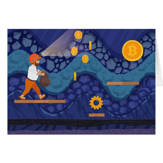 Bitcoin Miner Cryptomonnaie BTC Dessin amusant (Devant Horizontal)