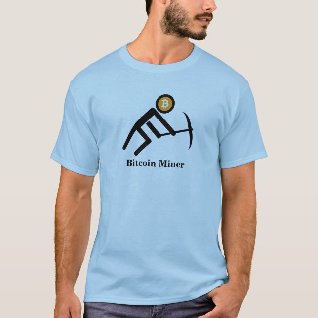 Bitcoin Miner Graphic Stick Figure T-Shirt (Front)