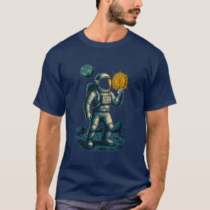 Bitcoin Miner in Space – Glowing Astronaut Design T-Shirt