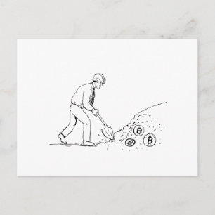 Bitcoin Miner Mining Cryptocurrency Drawing Postcard