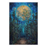 Bitcoin Moon BTC art oil painting