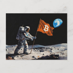 "Bitcoin Moon" Oil Painting #1 Holiday Postcard