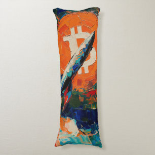 "Bitcoin Moon" Oil Painting #3 Body Pillow