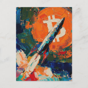 "Bitcoin Moon" Oil Painting #3 Postcard