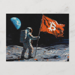 "Bitcoin Moon" Oil Painting #5 Holiday Postcard