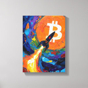 "Bitcoin Moon" Oil Painting #6 Canvas Print