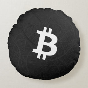 Bitcoin Neuron Black Round Pillow