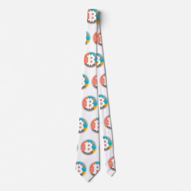Bitcoin Pastel Pop Art Halftone Logo Tie (Front)