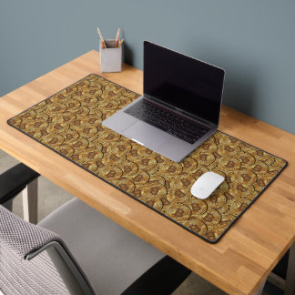 Bitcoin Pattern Crypto Money Gold Cool Luxury Geek Desk Mat