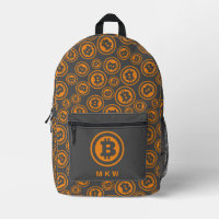 Bitcoin Patterned Orange and Grey Personalized