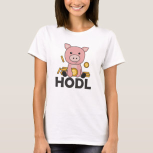 Bitcoin Piggy Bank Hodl Coins Hold Digital T-Shirt