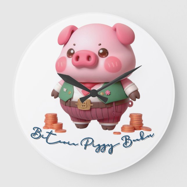 Bitcoin Piggy Banker   Large Clock (Front)