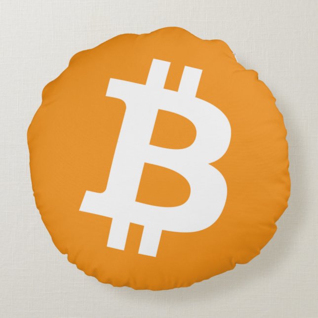 Bitcoin Pillow Simple Logo Design Round Orange (Back)