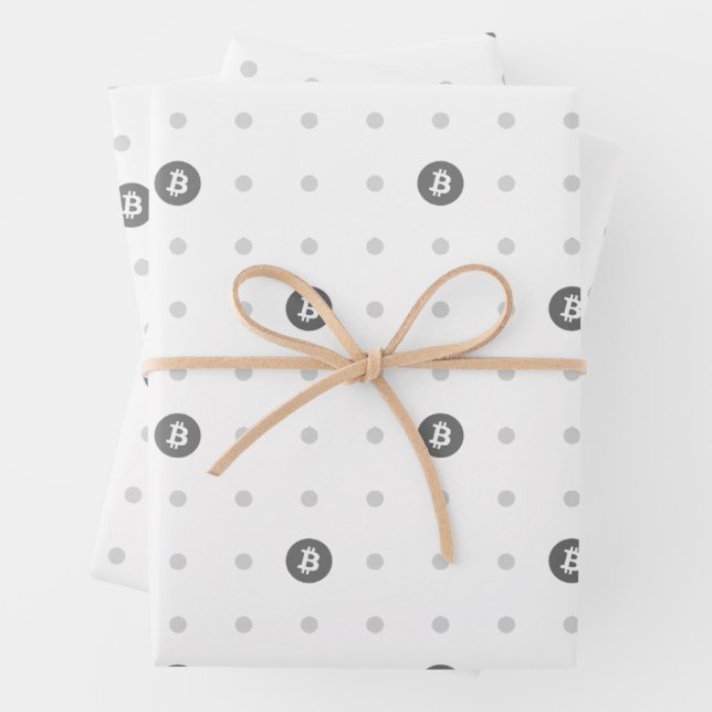 Bitcoin Polka Dots Wrapping Paper Sheets (In situ)