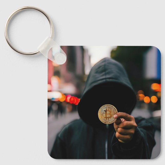 Bitcoin QR Code Personalized Keychain (Front)