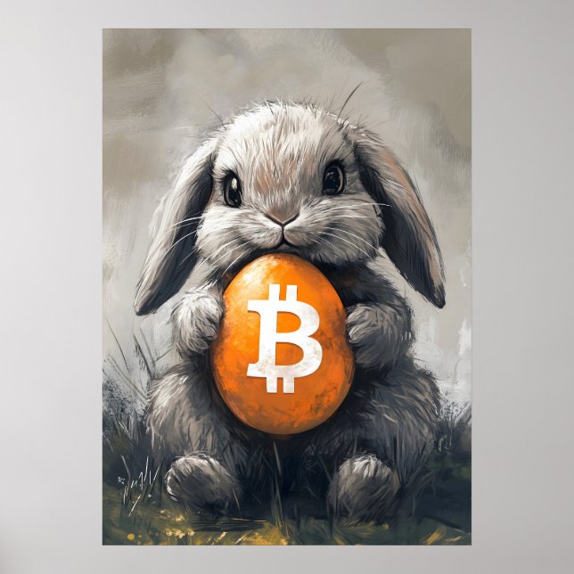 Bitcoin Rabbit Hotte Crypto Bunny Poster (Devant)