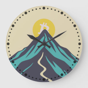 Bitcoin Rising (Style: Aged) Large Clock