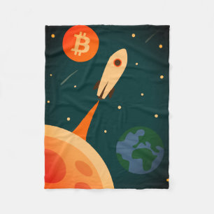 Bitcoin Rocket Fleece Blanket