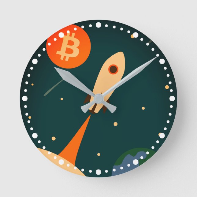 Bitcoin Rocket Round Clock (Front)