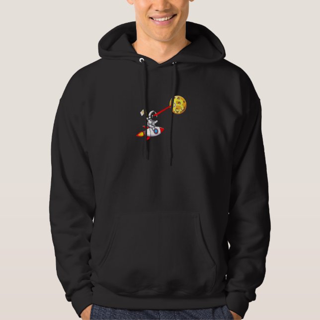 Bitcoin Rocket Spaceship Astronaut Moon Cryptocurr Hoodie (Front)
