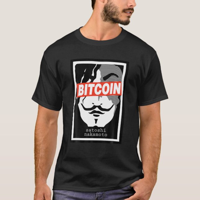 Bitcoin Satoshi Nakamoto Face Cryptocurrency T shi T-Shirt (Front)