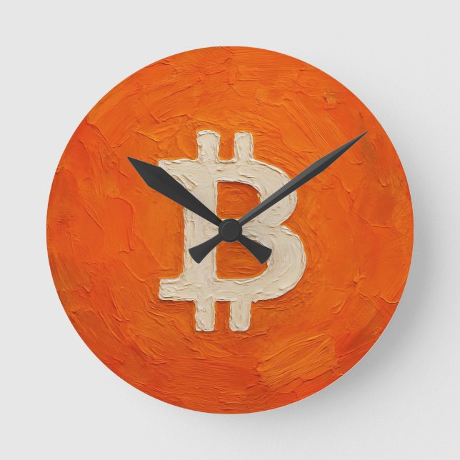 Bitcoin Standard (Oil, Style: 3) Round Clock (Front)