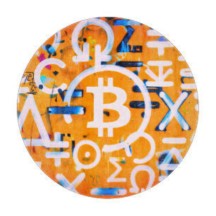 Bitcoin Street Art (Orange Painting No. 3) Cutting Board