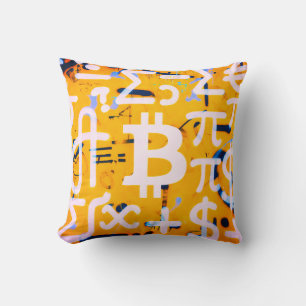 Bitcoin Street Art (Orange Painting No. 4) Throw Pillow