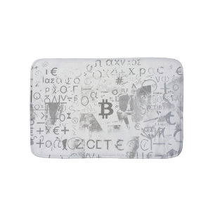 Bitcoin Street Art (White Painting No. 3) Bath Mat