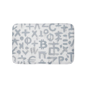 Bitcoin Street Art (White Painting No. 4) Bath Mat