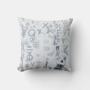 Bitcoin Street Art (White Painting No. 5) Throw Pillow