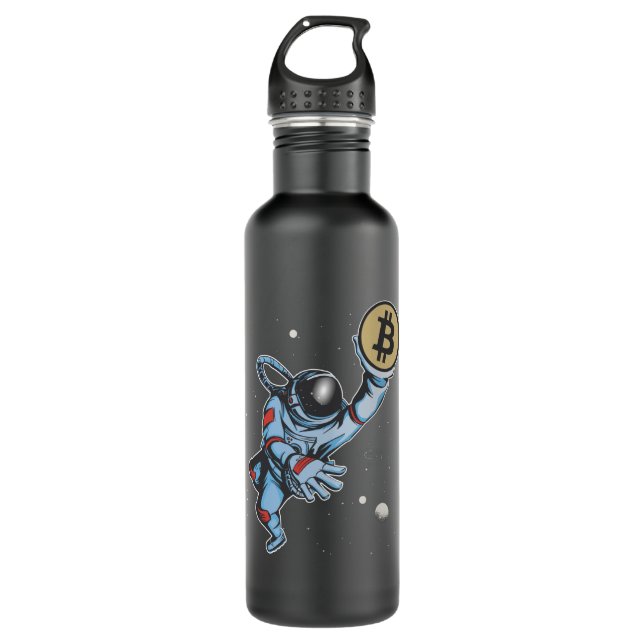 Bitcoin to the moon Astronaut 710 Ml Water Bottle (Front)