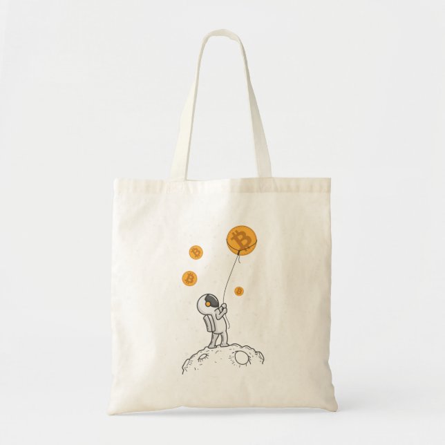 Bitcoin to the Moon Astronaut Crypto catch Tote Bag (Front)