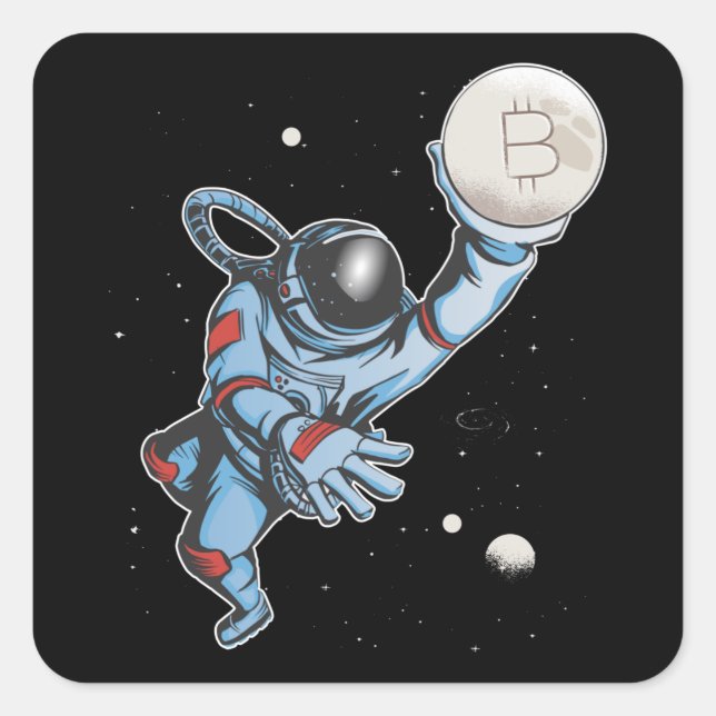 Bitcoin to the moon Astronaut Square Sticker (Front)