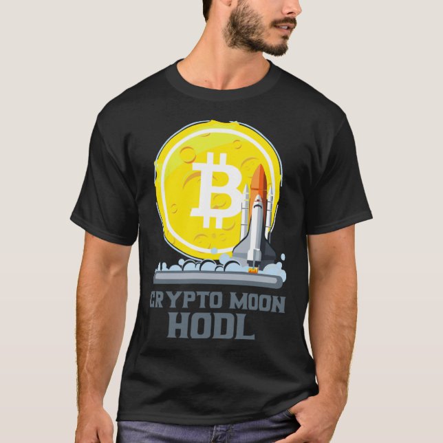 Bitcoin To The Moon Crypto Currency Hodl T-Shirt (Front)