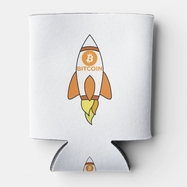 Bitcoin To The Moon Rocket Can Cooler (Front)