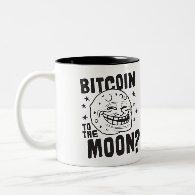 Bitcoin To The Moon Troll Two-Tone Coffee Mug (Left)