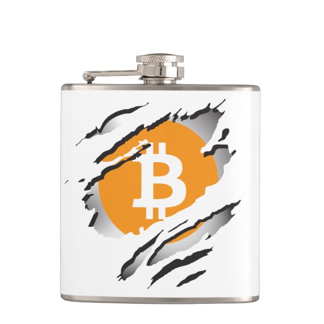 Bitcoin Torn Image and Logo Flask (Front)