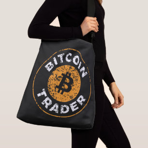 Bitcoin Trader Grunge Text Circle Outline Black Crossbody Bag