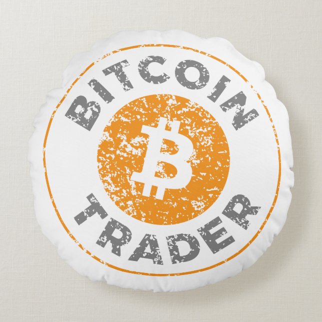 Bitcoin Trader Grunge Text Circle Outline  Round Pillow (Front)
