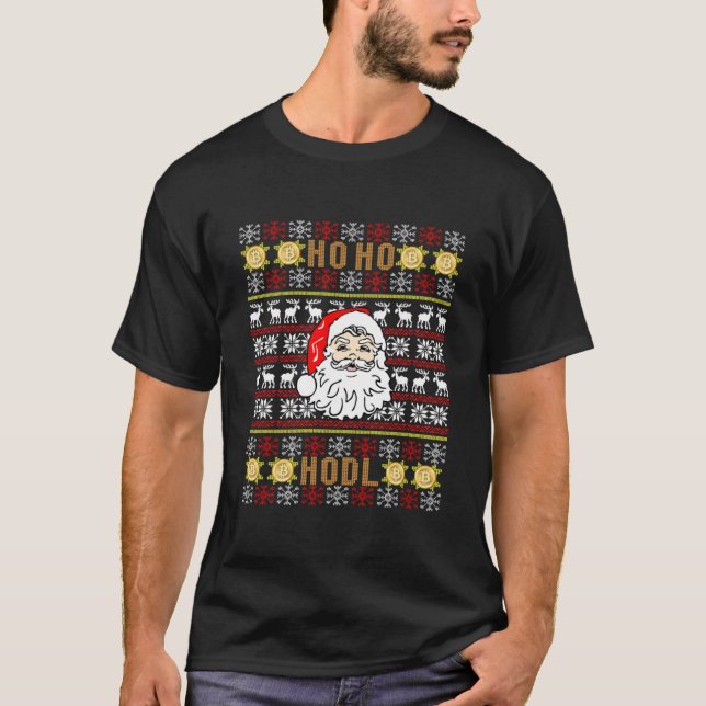 Bitcoin Ugly Christmas Sweater Shirts Essential  (Front)