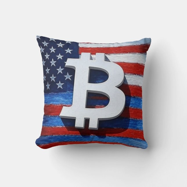 Bitcoin USA Throw Pillow (Front)
