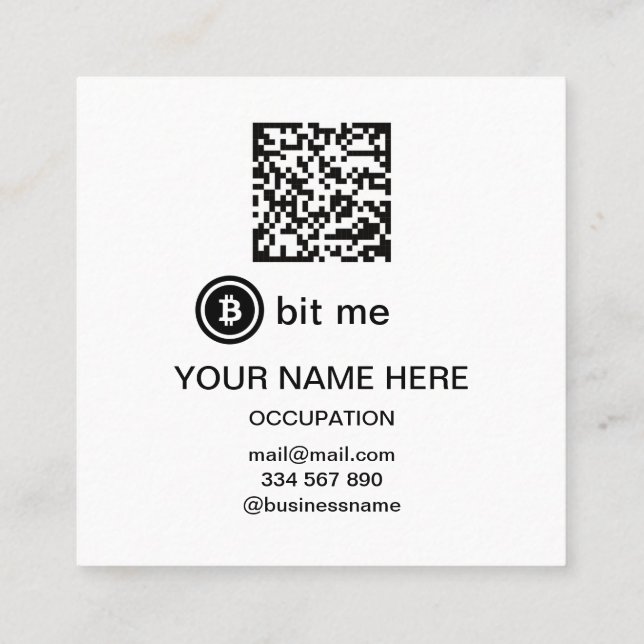 Bitcoin Wallet QR Code Bit Me Insert Card Simply (Back)